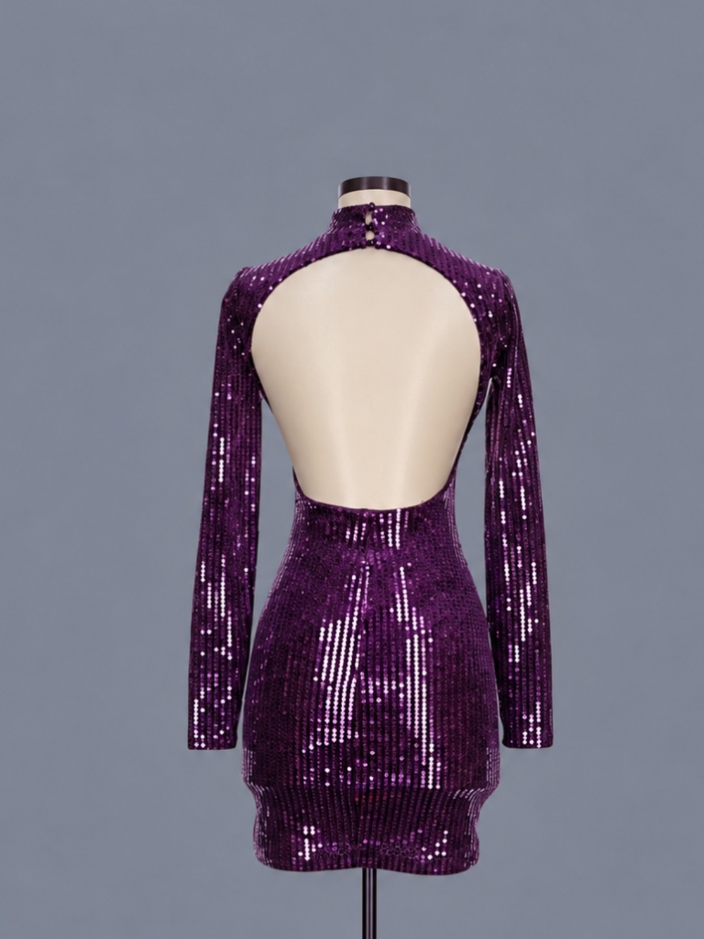 Emerald Sundae Sequin Open Back Long Sleeve Mini Dress – XS – NWT